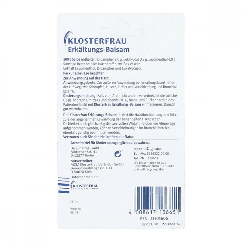 Klosterfrau Cold Balm | 20 g | For Stuck Runny