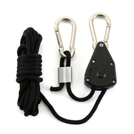 12 Pack Rope Clip Hanger 1/8 Inch 8 FT Adjustable Lifting Pulley Lanyard Hanger with M5 Iron Galvanized Carabiner, Reinforced Metal Internal Gears Ratchets 150lbs Capacity, Black