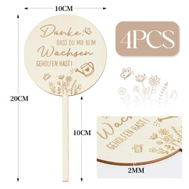 BOFUNX 4 Pieces Wooden Flower Stakes, Thank You That You Helped Me Grow, Wooden Flower Pot, Wooden Sign for Nursery, Farewell Gift, Educator, Thank You Gift