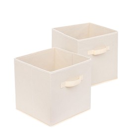 jghcsz Collapsible Clothes Drawer Organisers, Wardrobe Foldable Storage Boxes Dividers Cubes with Handles for Closet Shelves Bras, Socks, Ties, Scarve, Toys, books for Home/Office Beige 2 Pack