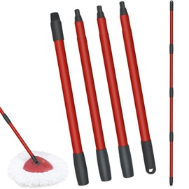 POHOVE Mop Handle Replacement Compatible with Vil-EDA Sp-in Tu-rbo Mop,4 Section 30" to 58" Brooms Cedar Mop Stick,Mop Stick AdjustableStainless Steel Mop Pole for Floor Clean,Universal Fit