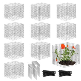 10 Pack Plant Protector from Animals, 12'' x 12'' Square Metal Plant Cages Wire Plant Protectors 40pcs Metal Mesh to Keep Animals Out, Garden Protection Bunny Barricades for Garden Flowers Vegetables