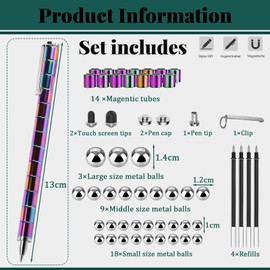 Magnetic Pen Fidget Pen Magnet for Kids,Adults,Teens,Rainbow Magnet Ballpoint Pen Fidget Gel Pen,Decompression Magnetic Metal Pen,Magnet Writing Fidget Toy Gifts for Birthday,Christmas Stocking Filler