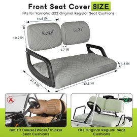 WEIMELL Vinyl Leather Golf Cart Seat Covers for Yamaha G22 G19 G16 G14 G11 G9 G2 Front Seat Cover Fit OEM Ordinary Cushion No Nail Gun Easy to Install & Clean Vinyl Seat Cover Gray (Grey)