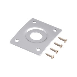Rubatone Guitar Jack Socket Plate Curved Recessed Rectangle Style Output Jack Plate Compatible with Les Paul LP Tele Style Electric Guitar or Bass Guitar Parts with Screws Black Chrome.