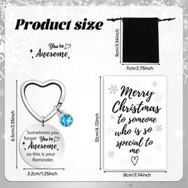 DPKOW Christmas Inspirational Gifts for Woman, Christmas Keyring Card, Small Positive Affirmation Gifts for Woman, Stocking Fillers Women Xmas Gifts, Mindfulness Gifts for Women Key Rings Christmas
