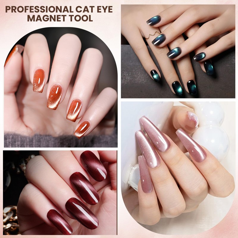 Cat Eye Magnet for Nail, 3 in 1 Wooden Handle