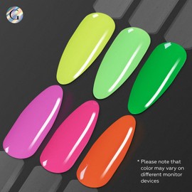 GLOSS Neon Gel Polish Set | 6 Pcs with Neon Pink, Bright Pink, Neon Orange, Neon Yellow, Green Lime & Neon Green Colors, LED Nail Gel Polish, Soak off DIY Nail Summer Gel Polish for Women & Girls
