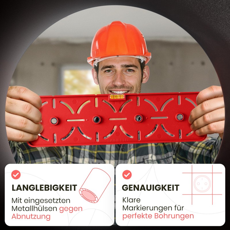 LAINFELD Drilling template for sockets, including spirit level, electrician, spirit
