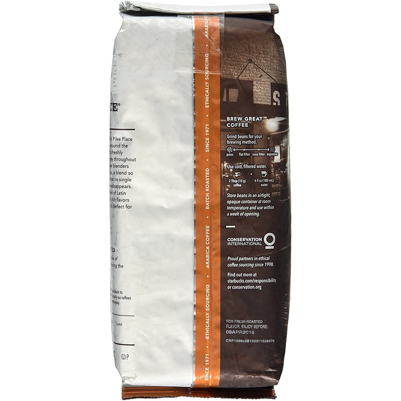 Starbucks Decaf Whole Bean Coffee, Pike Place , 16 OZ