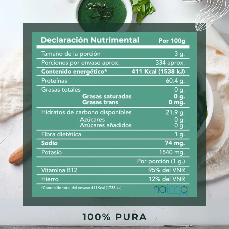 Alga Espirulina Polvo 500 Gramos Pura