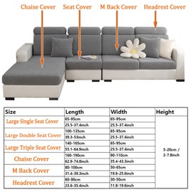 ele ELEOPTION Super 3 Seat Couch Cushion Covers Sectional L Shape Slipcover Elastic Sofa Furniture Protector Cover (Length 55-64inch, Width 25-37inch, Large Triple Seat Cover) Wheat Coffee