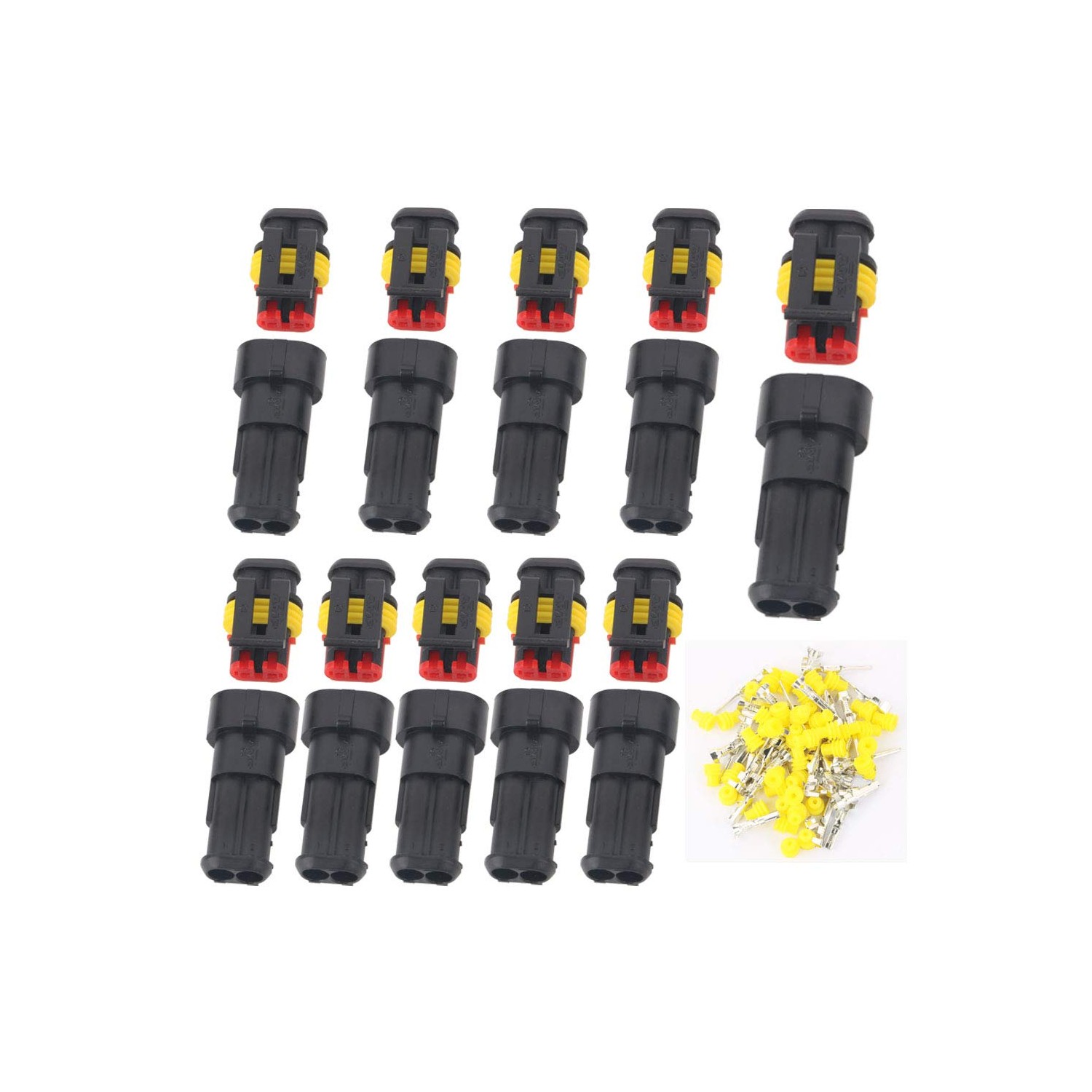 GTIWUNG 10 Kit 2 Pin Waterproof Connector Coupler Waterproof Connector ...