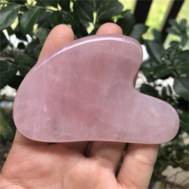 Ladeukoi Natural Rose Quartz Gua Sha Massage Tool for Body Skin Facial, Crystal Scraping Board for SPA Acupuncture Therapy Trigger Point Treatment