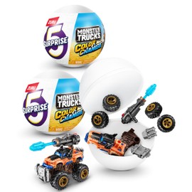 5 Surprise Monster Trucks Series 3 Color Change (2 Pack) by ZURU Collectible Racing Battle Surprise Fireable Weapons Action Toys for Boys
