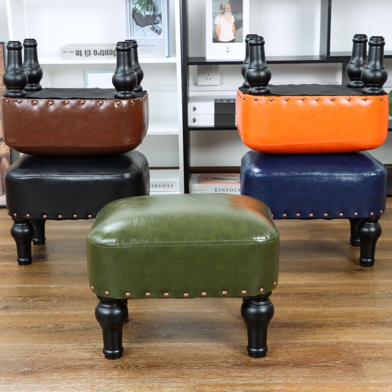 Cmishe Ottoman Leather Foot Rest with Thicker Foam Padded Seat,