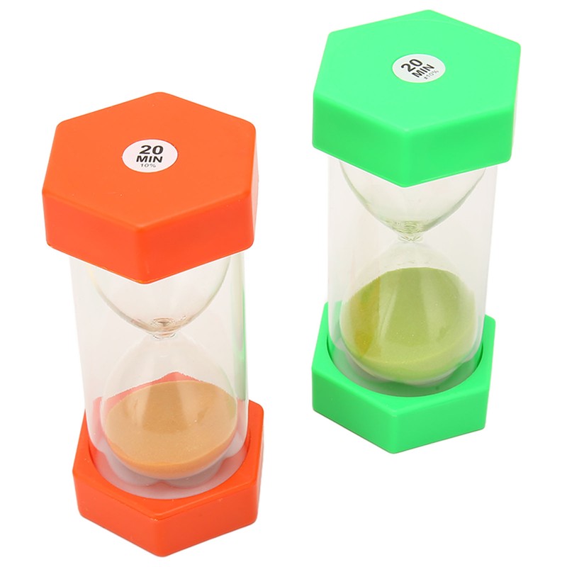 2Pcs Sand Timer 20 Minutes Hexagonal Shape Durable Plastic Widely