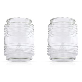 (Pack of 2) Airmont Products AP-10501, 4-1/2" Clear Retro Utility-Type Cylindrical Glass Porch Light Shade, 4-1/2" High x 3-3/4" Wide, 3-1/4" Fitter Style Opening, 2-Pack