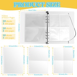 Bercoor A5 Sticker Organizer Binder, Reusable Sticker Storage Album with 60 Sheet Pocket Pages, Blank Sticker Book Organizer for Stickers, Study Cards and Recipe Cards, 3 Different Sized Pockets