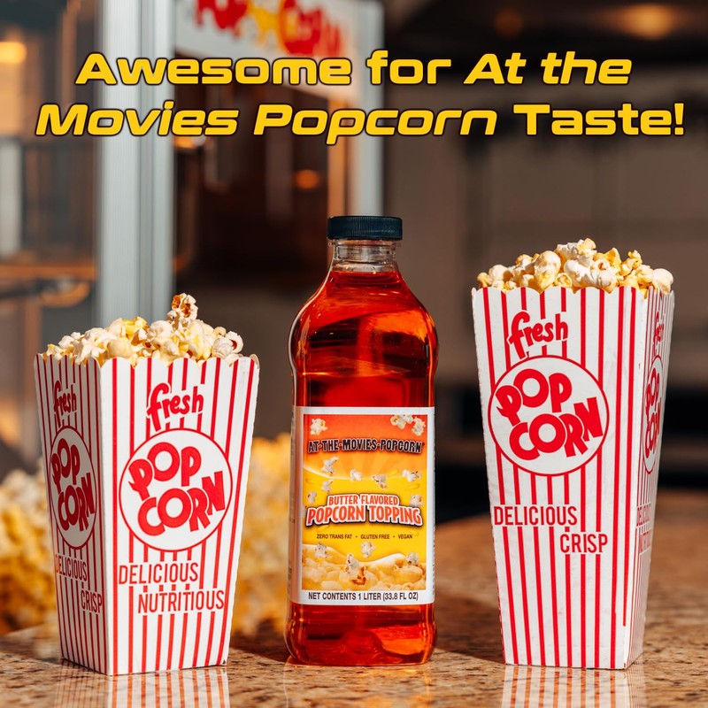 At-The-Movies-Popcorn® Buttery Flavor Popcorn Topping (1 Liter) – Movie Theater