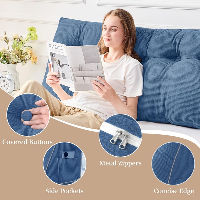 Sasttie Headboard Pillow King, Wedge Pillow Headboard for Sitting Up