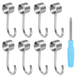 HARFINGTON 8pcs Stainless Steel Closet Rod Holder Set Hook 0.79" Dia Shower Rod Flange Socket Wardrobe Bracket with Screwdriver for Closet Shelf Wardrobe Shower Curtain