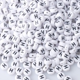 Yholin 500pcs Letter Beads Bulk, Letter H Beads for Friendship Bracelets Making Kit, DIY Jewelry Making Supplies Alphabet Beads