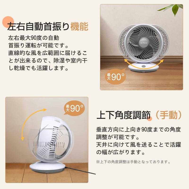 KEYNICE Circulator Fan, Oscillating, Silent, DC Motor, Wall Mounted, Compact,
