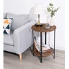 RokiaTek Round Sofa Side End Tables 2-Tier Industrial Bedside Nightsand