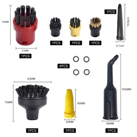 Karcher SC1/SC2/SC3/SC4/SC5 Steam Mop Brush Accessories with 8 Round Brushes + 4 Flat Brushes for Kitchen, Furniture, Bathroom, Carpet