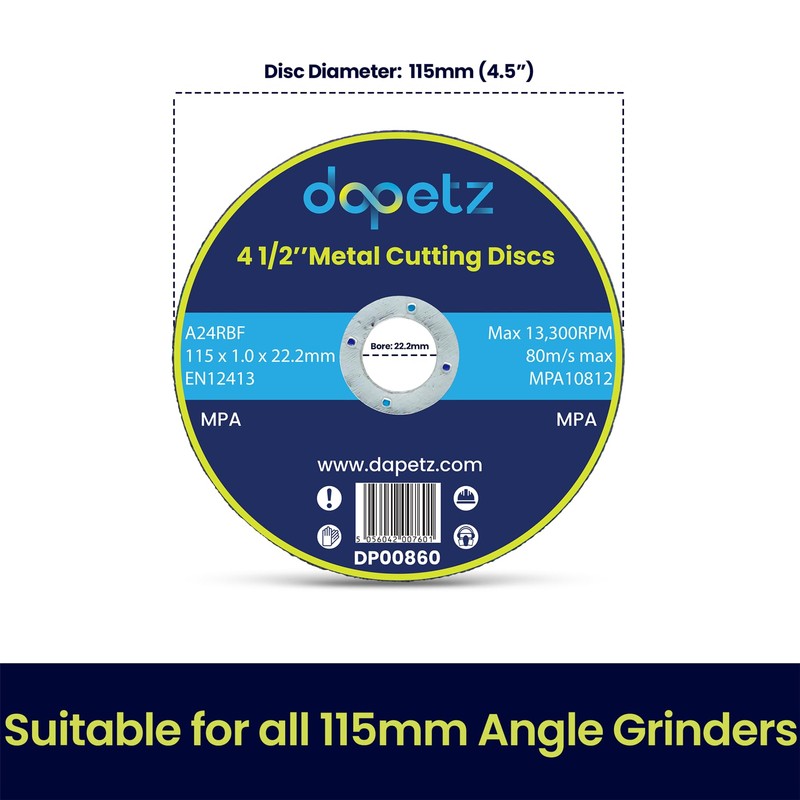 Dapetz ® 4.5" Ultra-Thin Metal Cutting Discs (115mm) for Angle