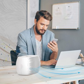 Pure Enrichment PureZone Breeze Tabletop 2-in-1 Air Purifier - True HEPA Filter Cleans Air, Helps Alleviate Allergies, Removes Pet Hair, & Smoke - Ideal for Home, Bedroom, & Office Desktop Surfaces