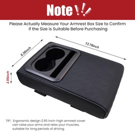 Car Middle Center Console Cover with Cup Holder for Long Driving,Car Armrest Cover for SUV,Truck-2.95in Height-Lifts Arms to Relax Muscles,Multi-functional Storage is Ideal for Trips Scratch-resistant