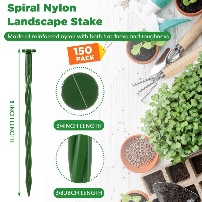 Jetec 50 Pcs 8 Inch Green Landscape Plastic Edging Spikes