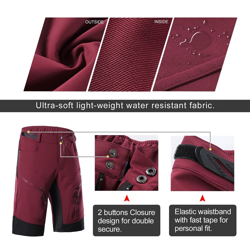 ARSUXEO Cycling Shorts Men's MTB Shorts Without Padding Cycling Shorts