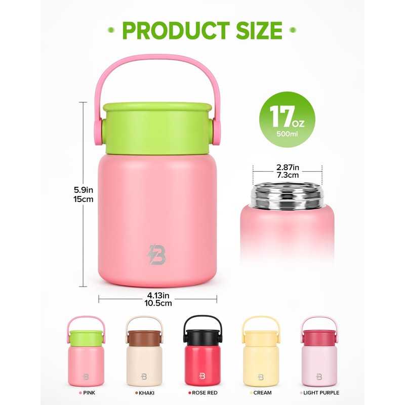 Soup Thermo for Hot Food, 17OZ Insulated Food Jar Width
