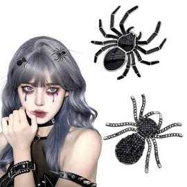 Halloween Spider Hair Clips 2 Styles Black Spider Hair Accessories Vintage Rhinestone Hairpins Alligator Clips for Women Girls Halloween Cosplay Party Supplies Decoration