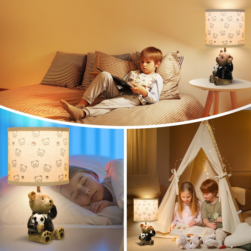 Hamucd Small Bear Table Lamp for Bedroom Nightstand Decor,Animal Nursery