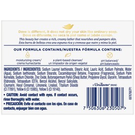 Dove Dove Soap, Shea Butter & Vanilla, 2-Pack C Pampering Beauty Bar, 3-in-1 Face, Body, and Hand Soap Bar, 4.75 Oz Ea