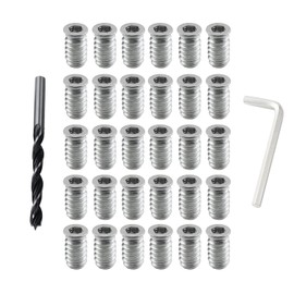 YHXiXi 30PCS 1/4inch-20 x 20mm Threaded Insert Hex Drive Screw in Nut Furniture Connector Fastener Set with Hex Spanner and Drill Bit Suitable for Cabinetry Table Chair Wooden Handicrafts