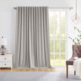 Novecozy Linen Blackout Curtains 84 Inches Long, Room Divider Curtains, Curtains & Drapes for Sliding Door/French Door, Rod Pocket/Back Tab/Hook Belt/Ring Clips(1 Panel, W100 x L84, Greyish White)