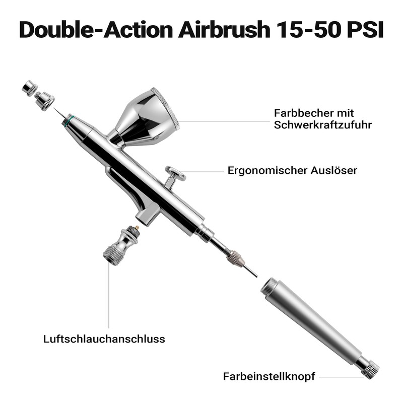 Wiltec Airbrush Gun X501, Air Brush with 0.3 mm Nozzle