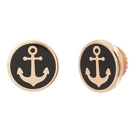 Alex and Ani Seaside Stud Earrings for Women, Anchor, Shiny Rose Gold Plated Sterling Silver, Post Back, One Size, Gold, No Gemstone