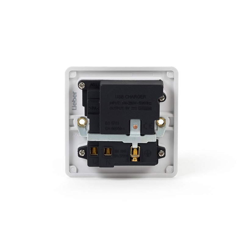 Lieber Silk White 1 Gang Single USB Plug Socket -