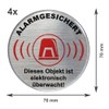 BIKE-label Aluminium Look 3D Sticker Warning Sign 4 x Alarm