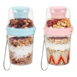 Paquete De 2 Tazas De Parfait De Yogur Azul Y Rosa De 27