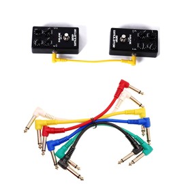 JZK 6 x Colorful Guitar Patch Cables with 1/4" 6.35mm Right Angle Mono Jack, 15cm Guitar Patch Cords for Effects Pedal Patch Cord for Guitar, Bass, Ukulele and Pedalboard