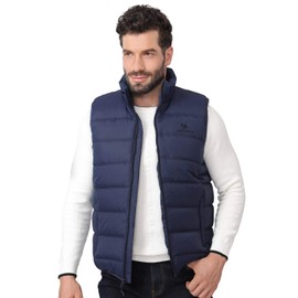 CAMEL CROWN Puffer Vest Men Quilted Winter Padded Sleeveless Jackets Gilet for Casual Work Travel Outdoor Blue XXXL