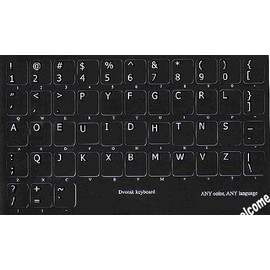 Dvorak Non Transparent Black Background Keyboard Stickers for Computer LAPTOPS Desktop