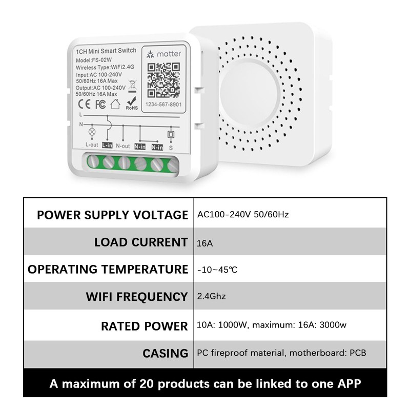 JAOGAUS Homekit Switch, DIY WiFi Smart Switch Module, No Hub
